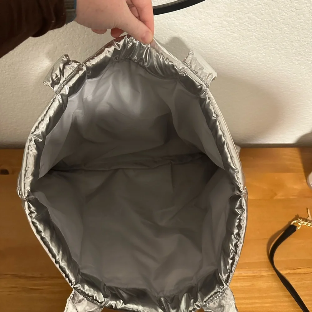 Bath & Body Works Puffy Tote‎ 2025 Limited Edition Silver Chrome